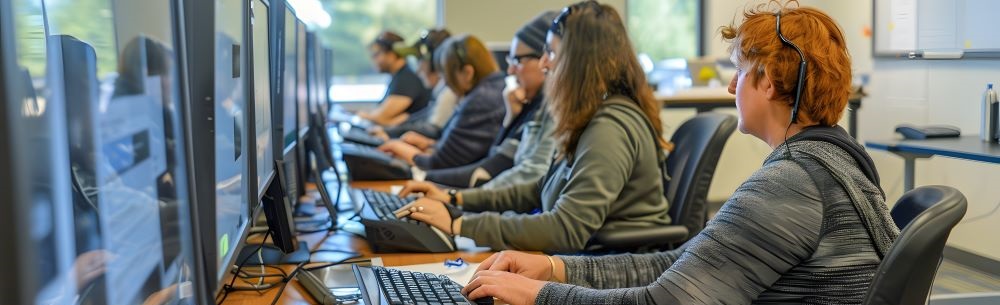 students in a computer classroom