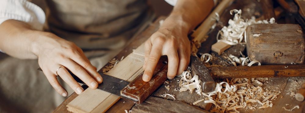 student in woodworking class